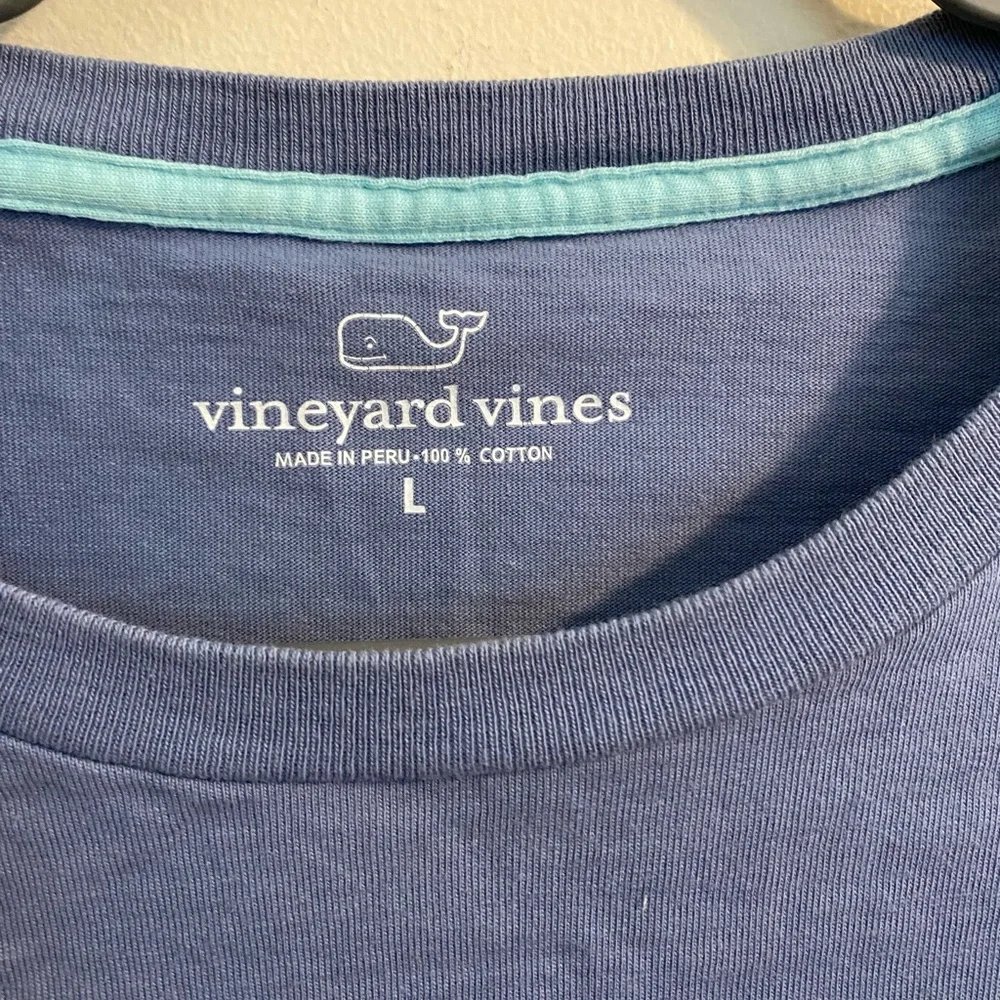 Men's Blue Vineyard Vines Whale Logo Classic Long Sleeve Pocket Tee Size‎ Large